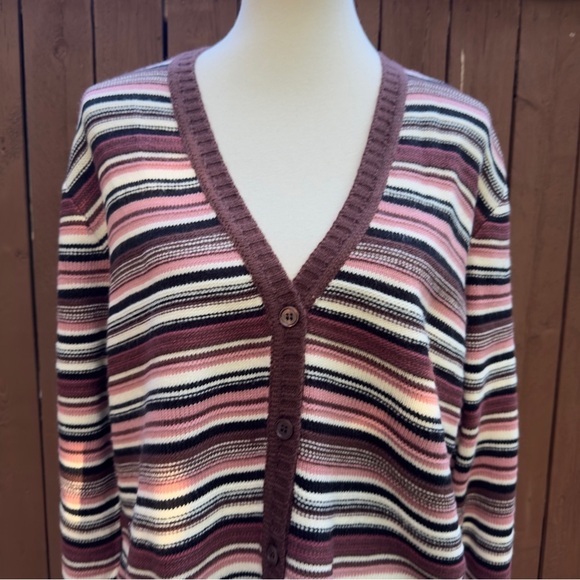Les Serein | Stitch Fix Fabiolina V Neck Pink Stripe Cardigan NWT Size XL - Picture 4 of 15